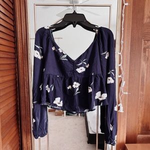 Pacsun floral navy crop top